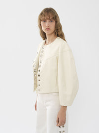Veste courte ouverte en soie - Éden Blanc