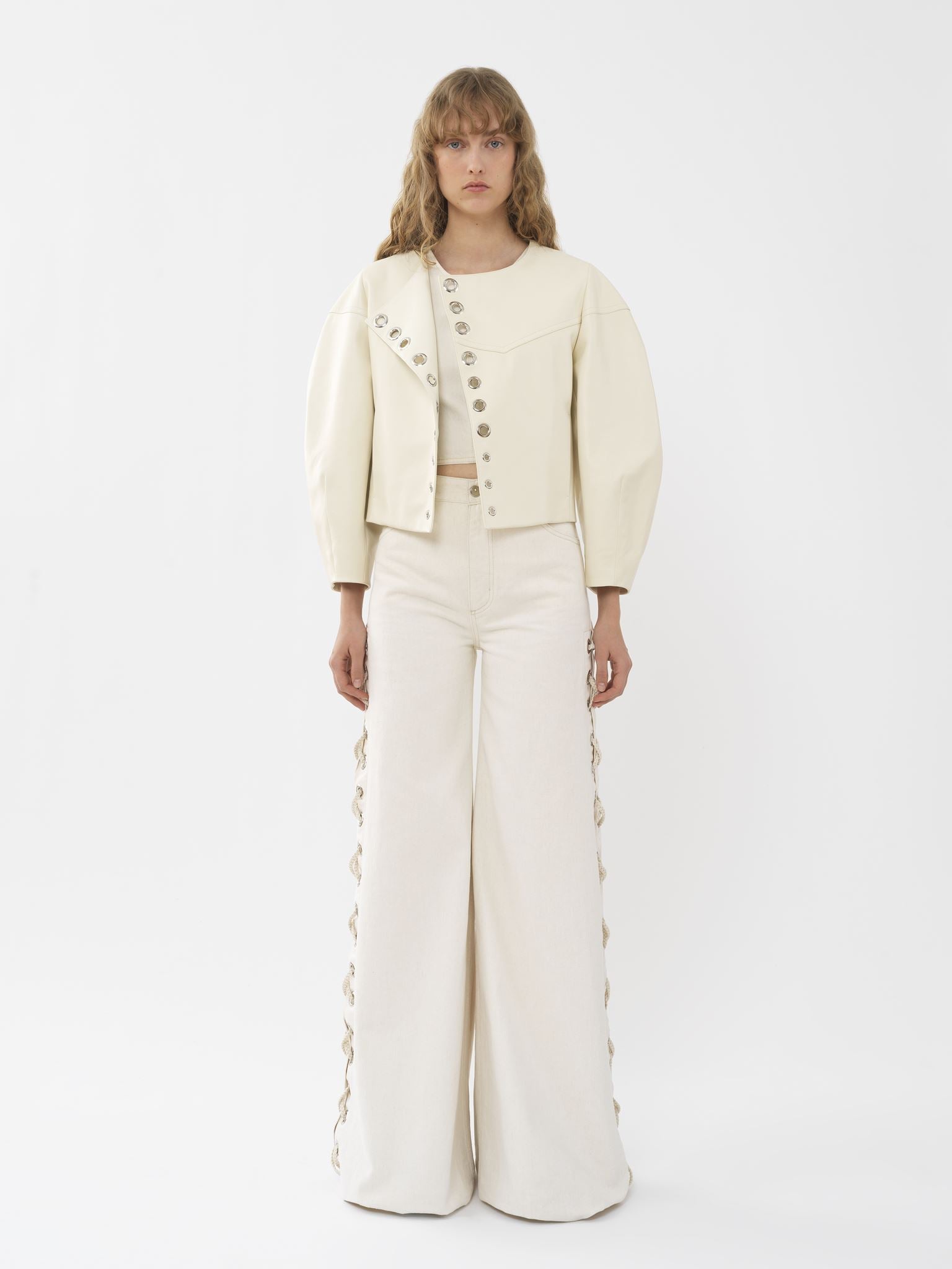 Veste courte ouverte en soie - Éden Blanc