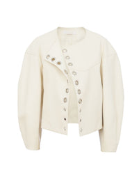 Veste courte ouverte en soie - Éden Blanc