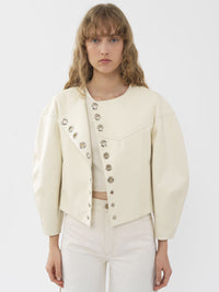 Veste courte ouverte en soie - Éden Blanc