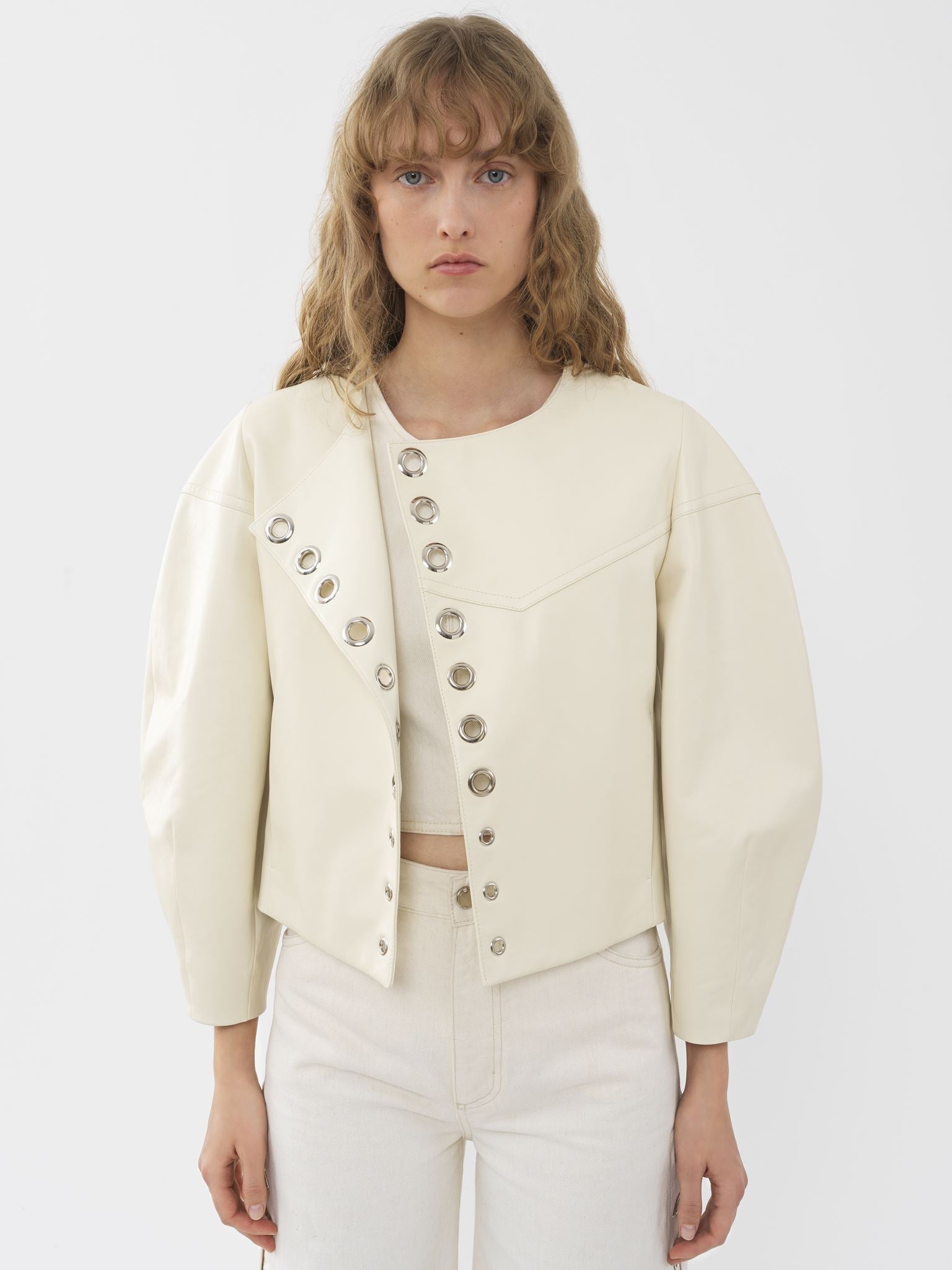 Veste courte ouverte en soie - Éden Blanc
