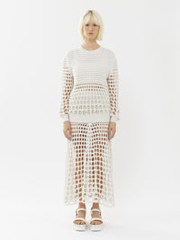 Pull col rond en soie - White