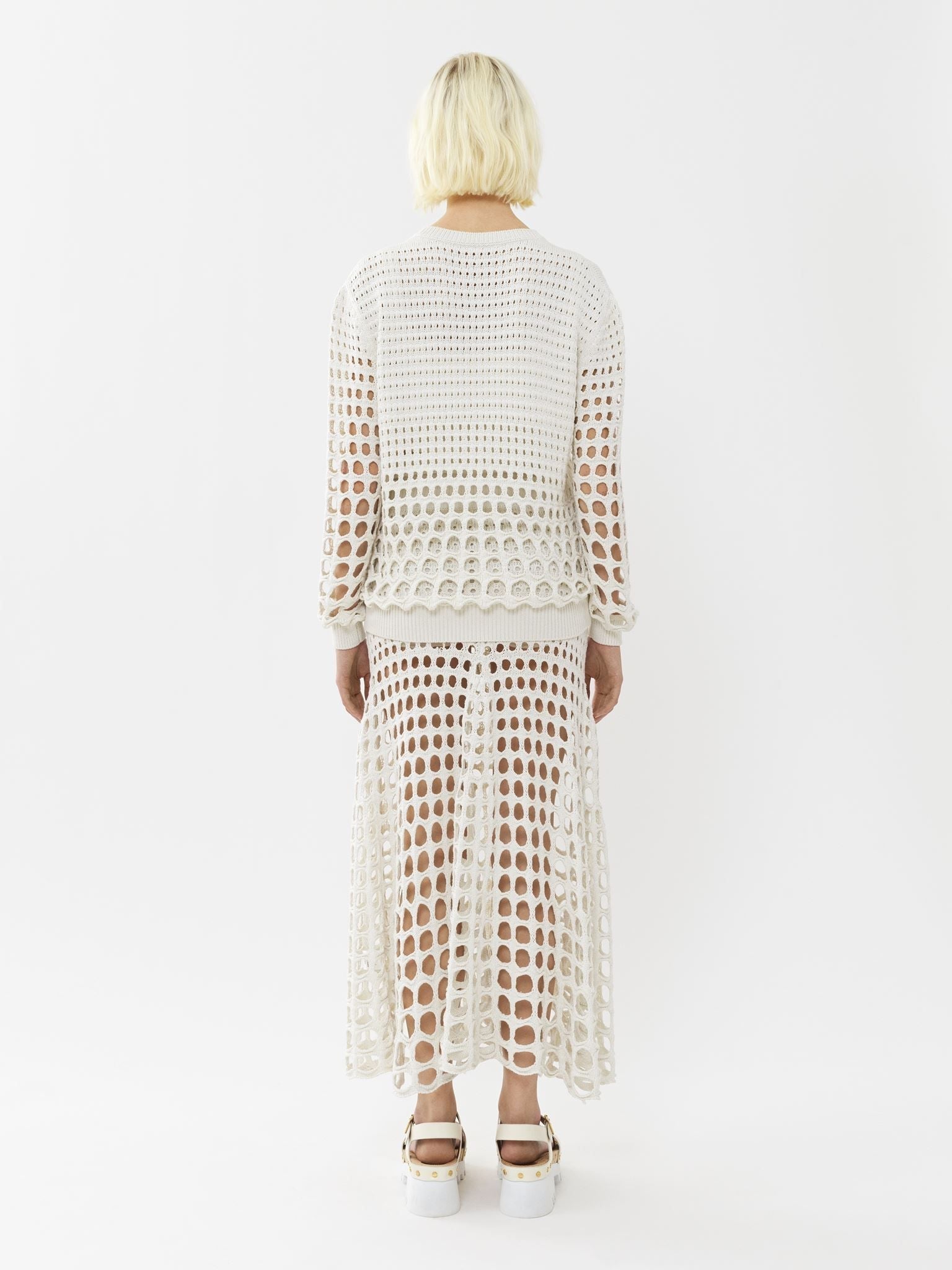 Pull col rond en soie - White