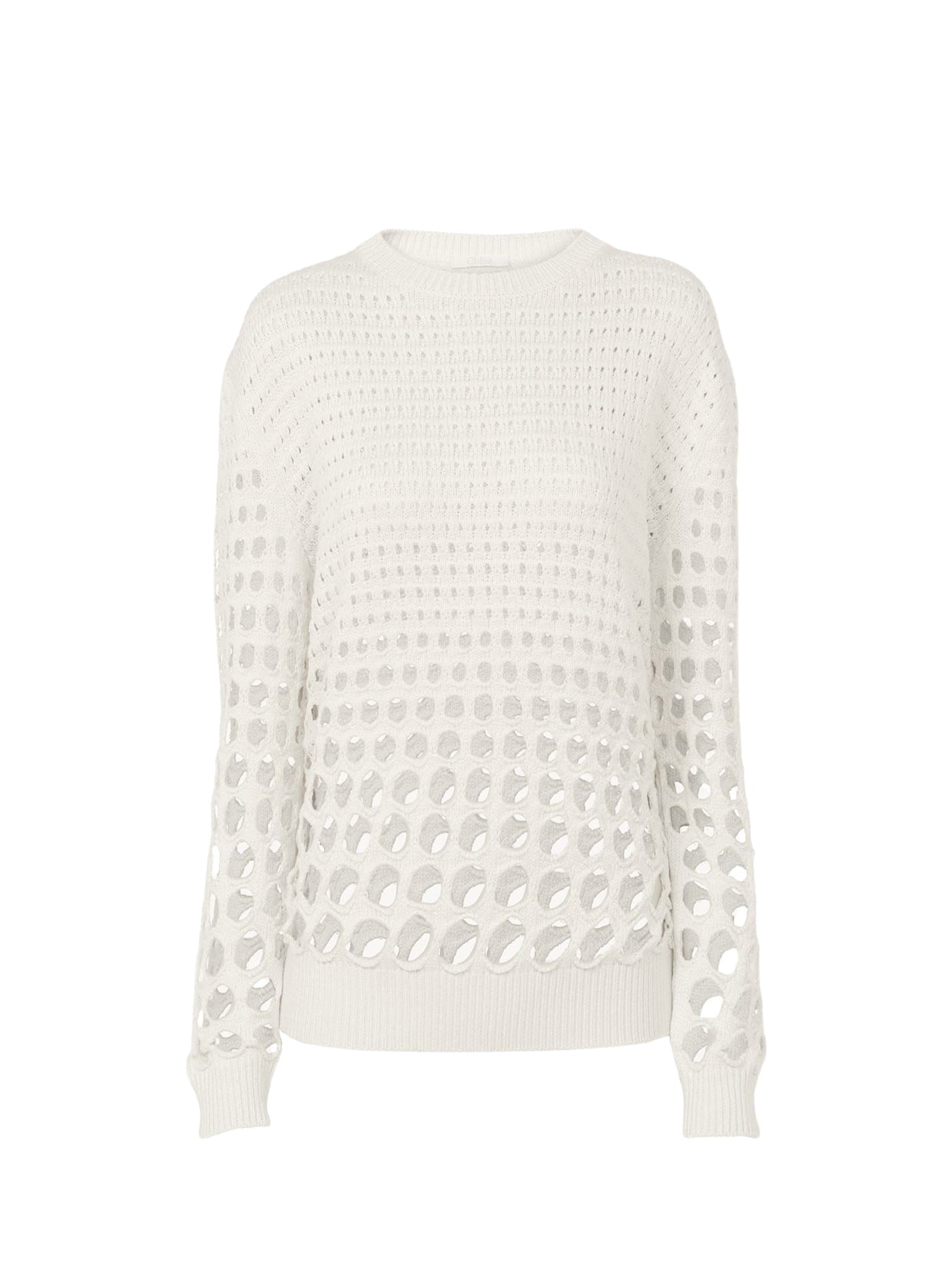 Pull col rond en soie - White
