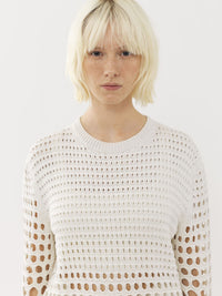 Pull col rond en soie - White