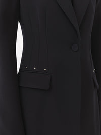 Veste blazer à forme cloche en laine - Black