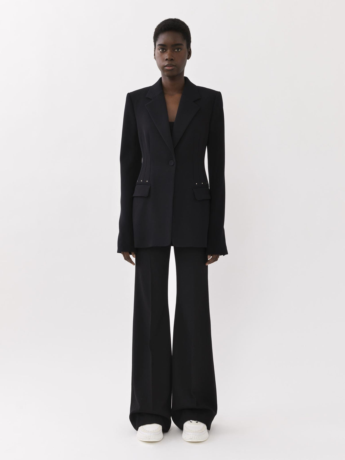 Veste blazer à forme cloche en laine - Black