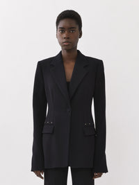 Veste blazer à forme cloche en laine - Black
