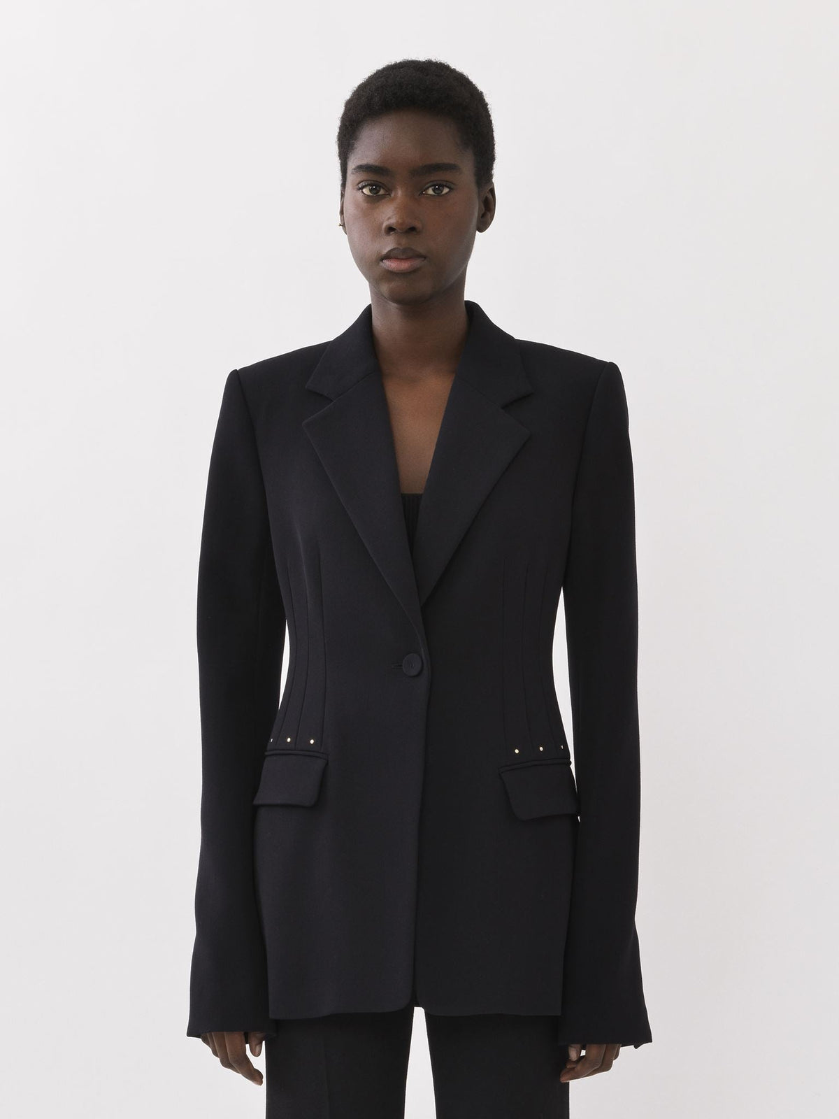Veste blazer à forme cloche en laine - Black