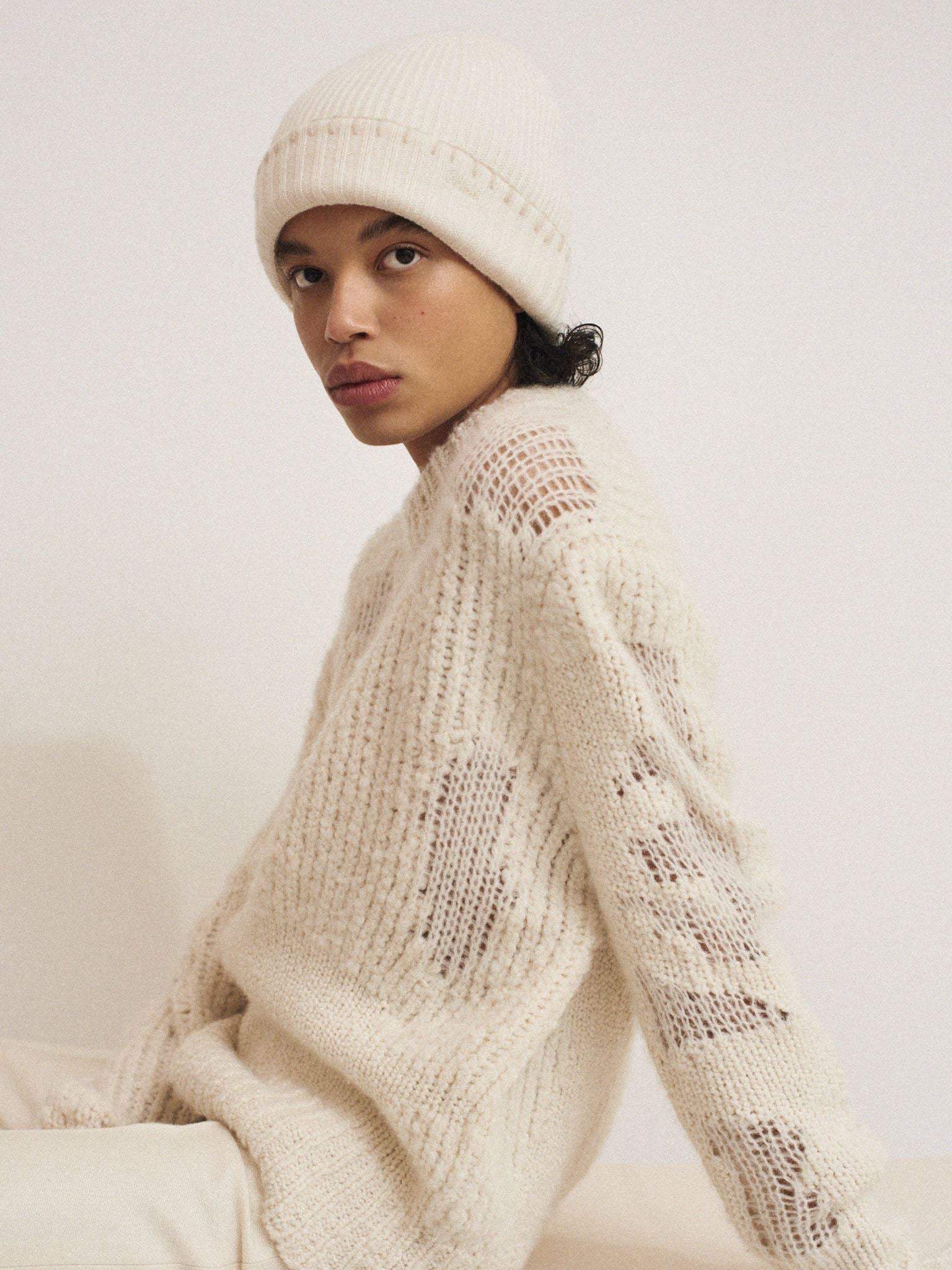 Pull large col montant en laine - Lait Iconique