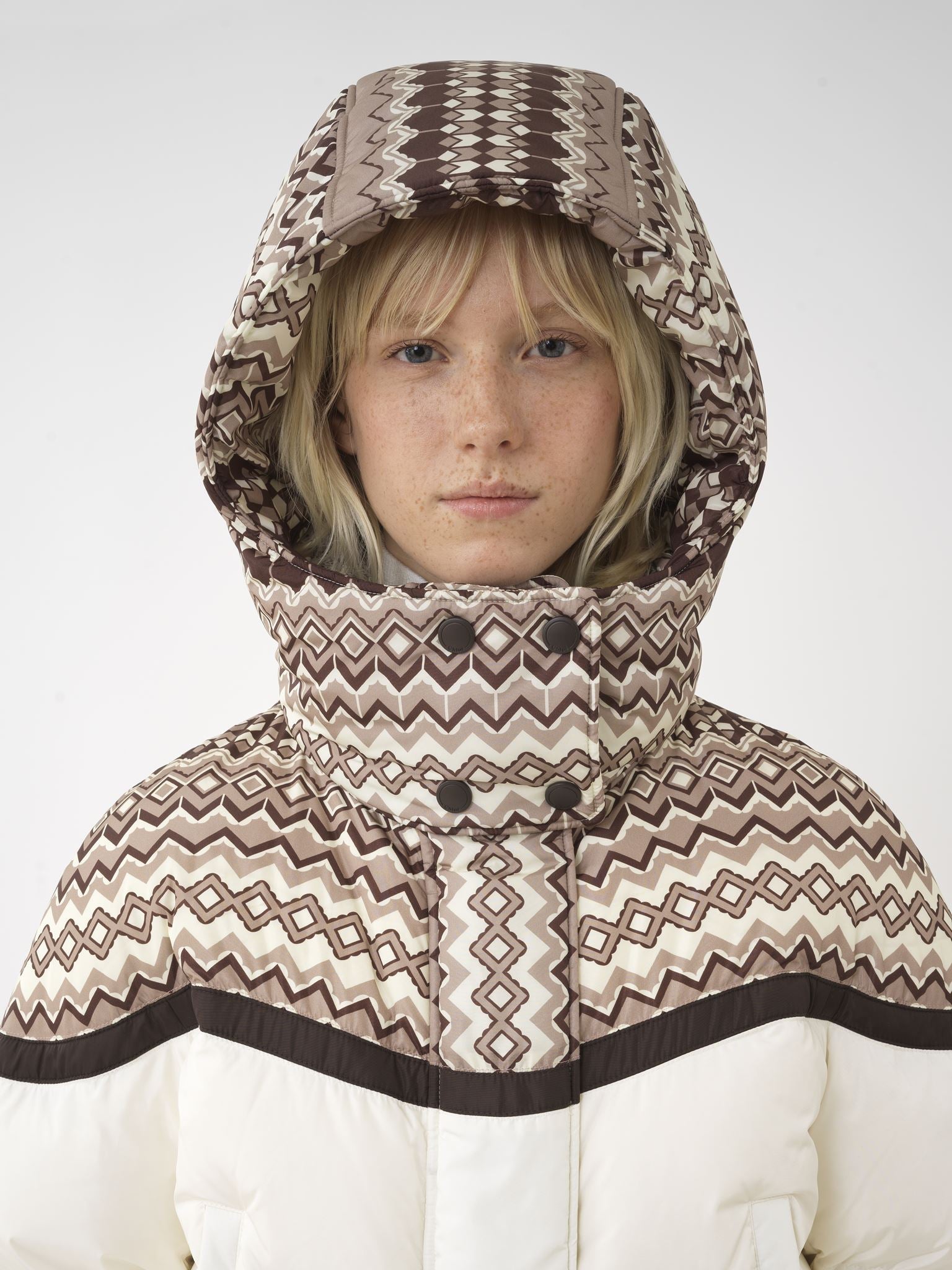 Doudoune à capuche - Marron Multicolor