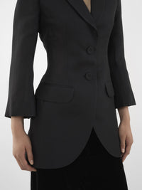Veste redingote sablier en soie - Noir