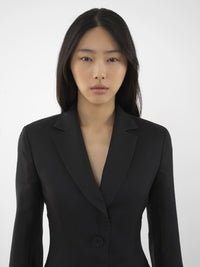 Veste redingote sablier en soie - Noir