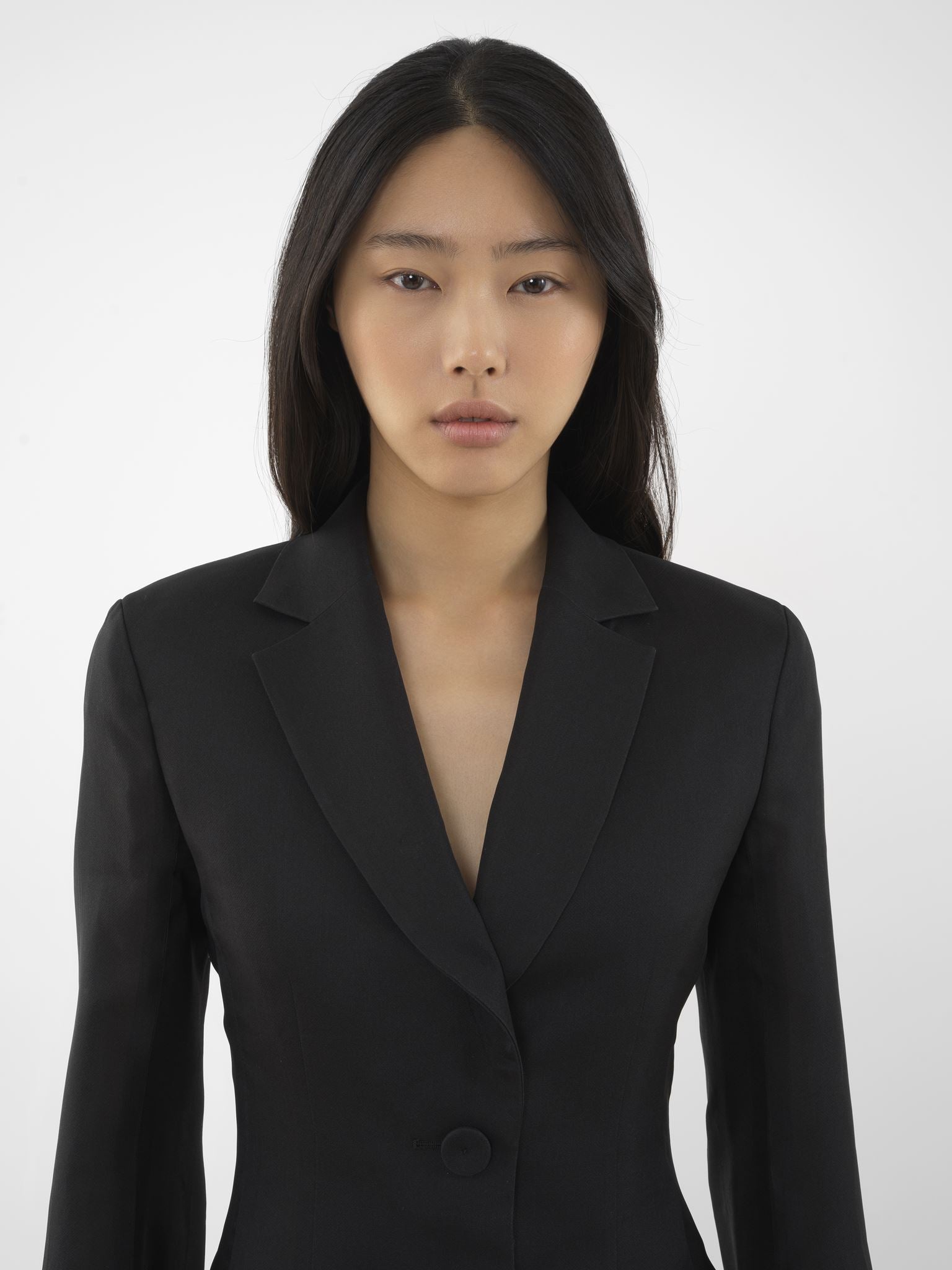Veste redingote sablier en soie - Noir