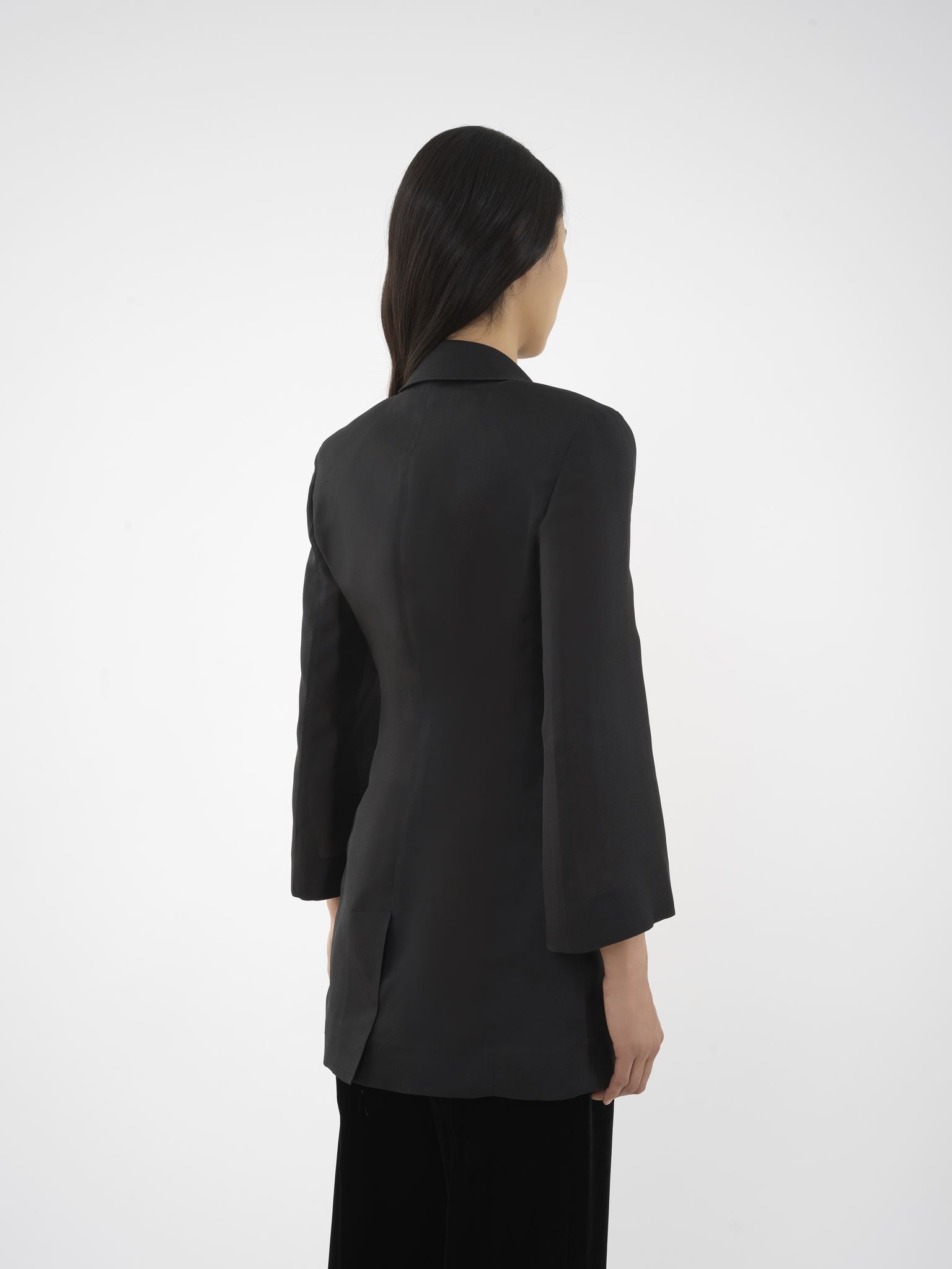 Veste redingote sablier en soie - Noir