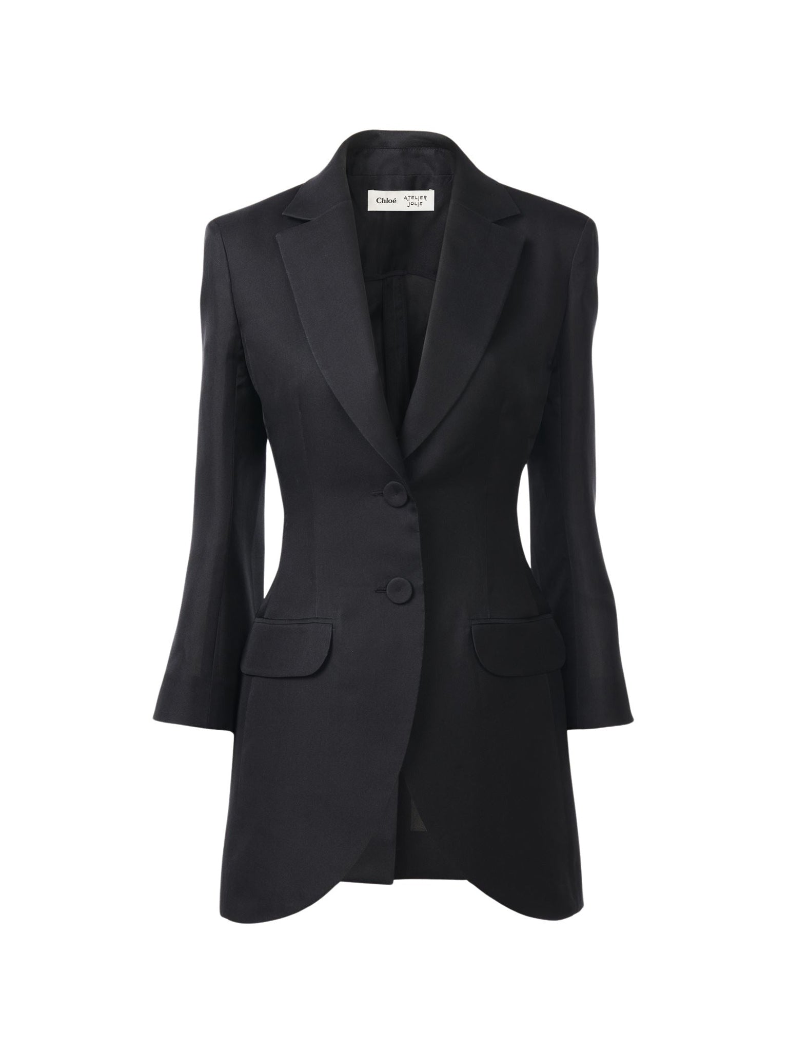 Veste redingote sablier en soie - Noir