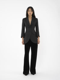 Veste redingote sablier en soie - Noir