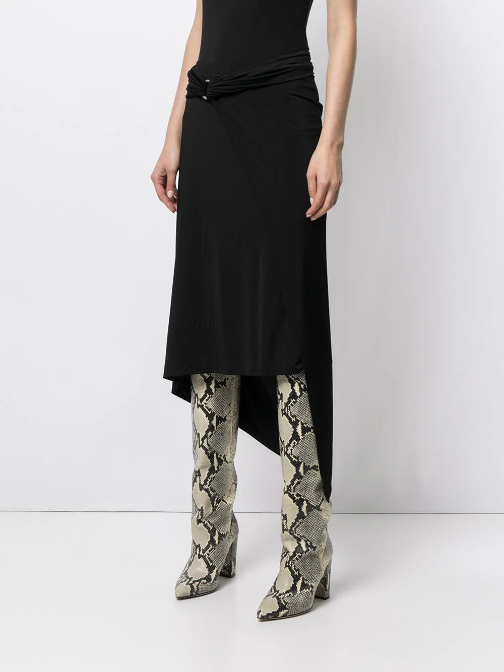 Jupe longue asymétrique à anneaux - Black