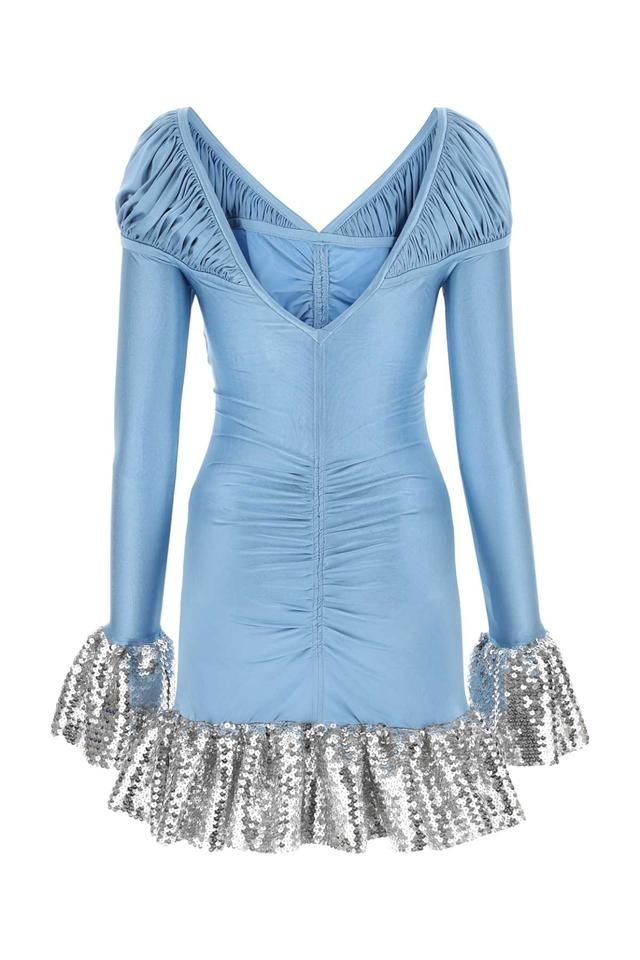 Robe courte à manches frou-frou - Blue