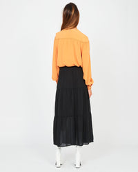 Jupe longue en soie viscose - Charbon