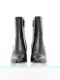 Bottines à talons biseautés en cuir - Noir