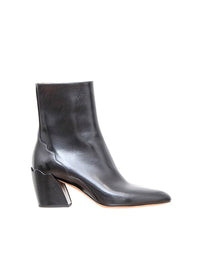 Bottines à talons biseautés en cuir - Noir