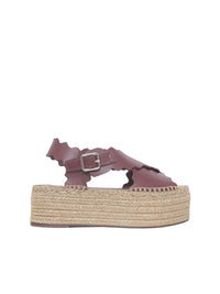 Espadrilles Lauren compensées en cuir - Sepia Brown