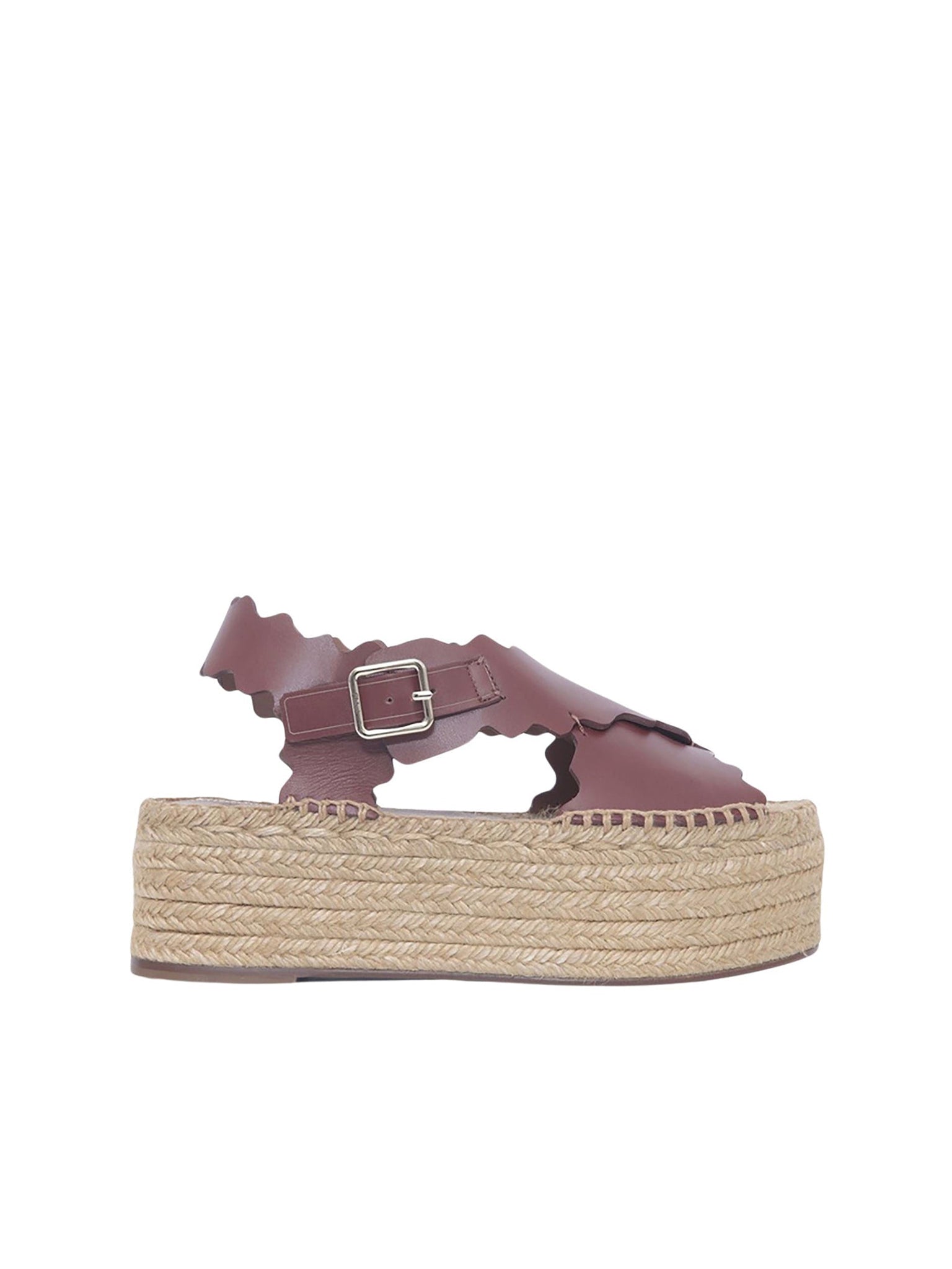 Espadrilles Lauren compensées en cuir - Sepia Brown