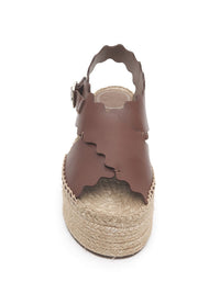 Espadrilles Lauren compensées en cuir - Sepia Brown