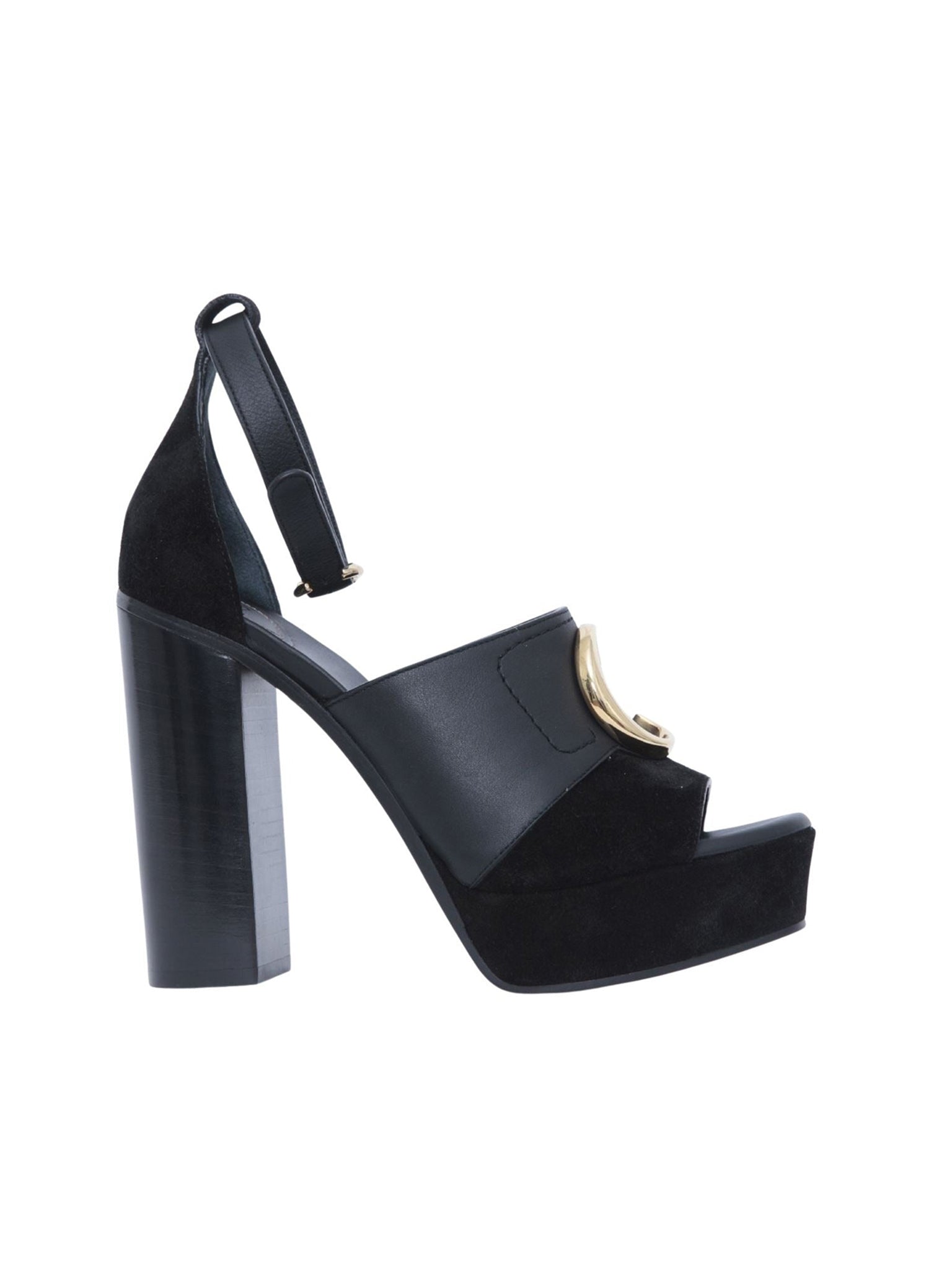 Sandales à talons Chloé «C» en cuir - Black