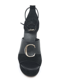 Sandales à talons Chloé «C» en cuir - Black