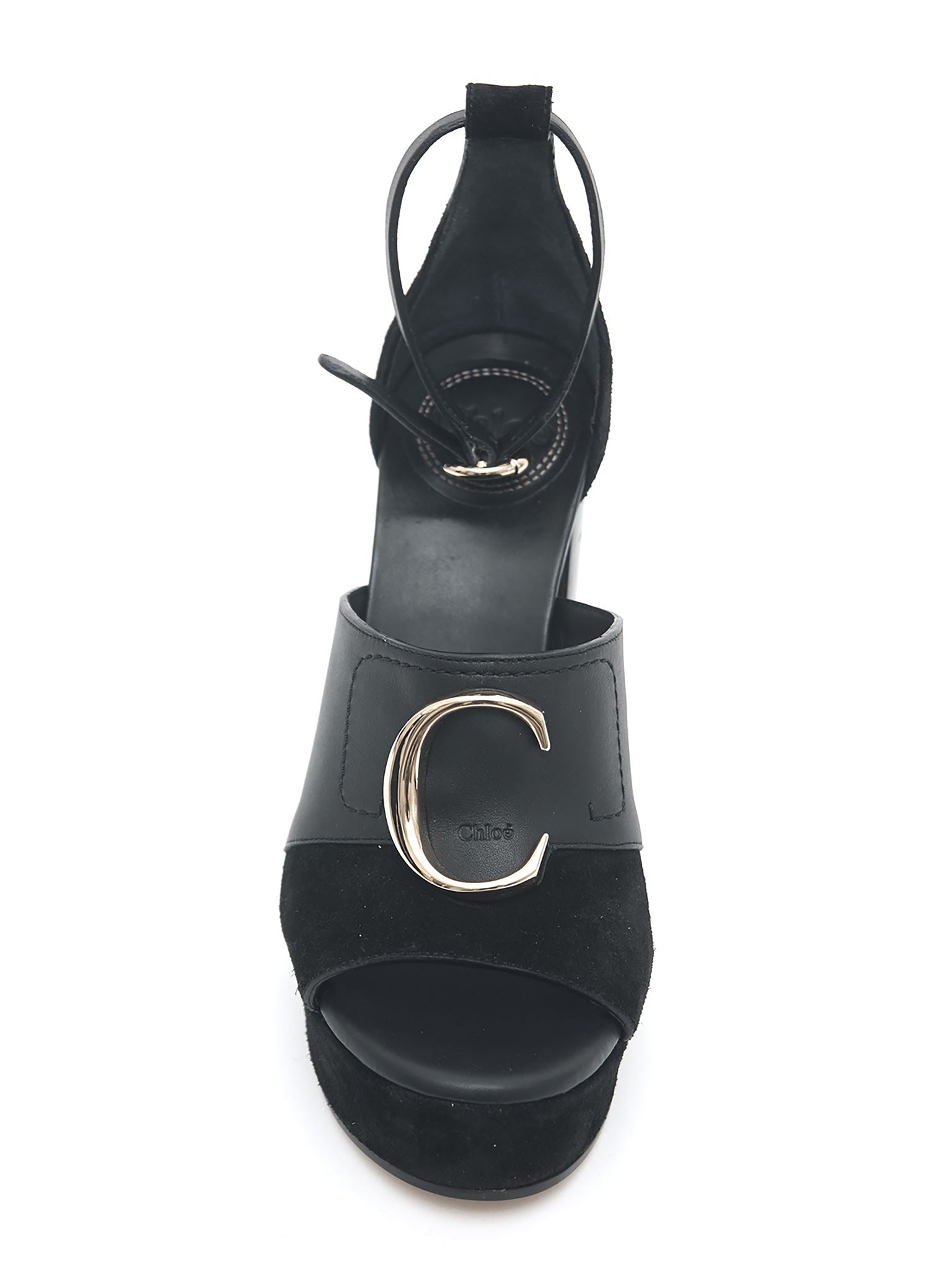 Sandales à talons Chloé «C» en cuir - Black