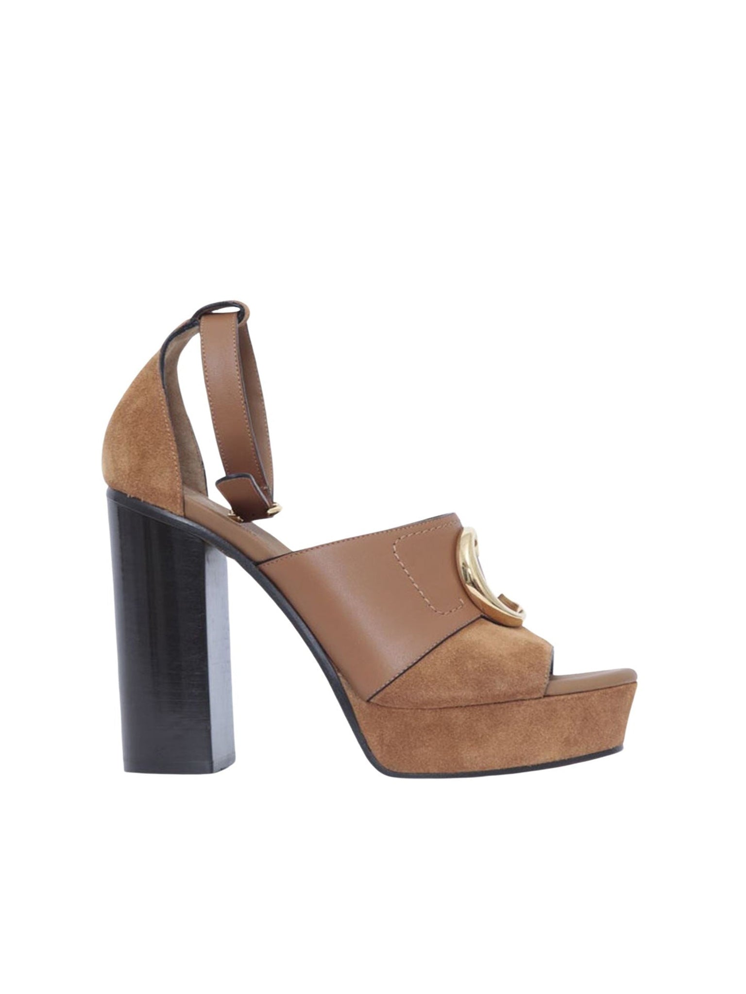 Sandales à talons Chloé «C» en cuir - Ochre Delight