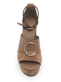 Sandales à talons Chloé «C» en cuir - Ochre Delight
