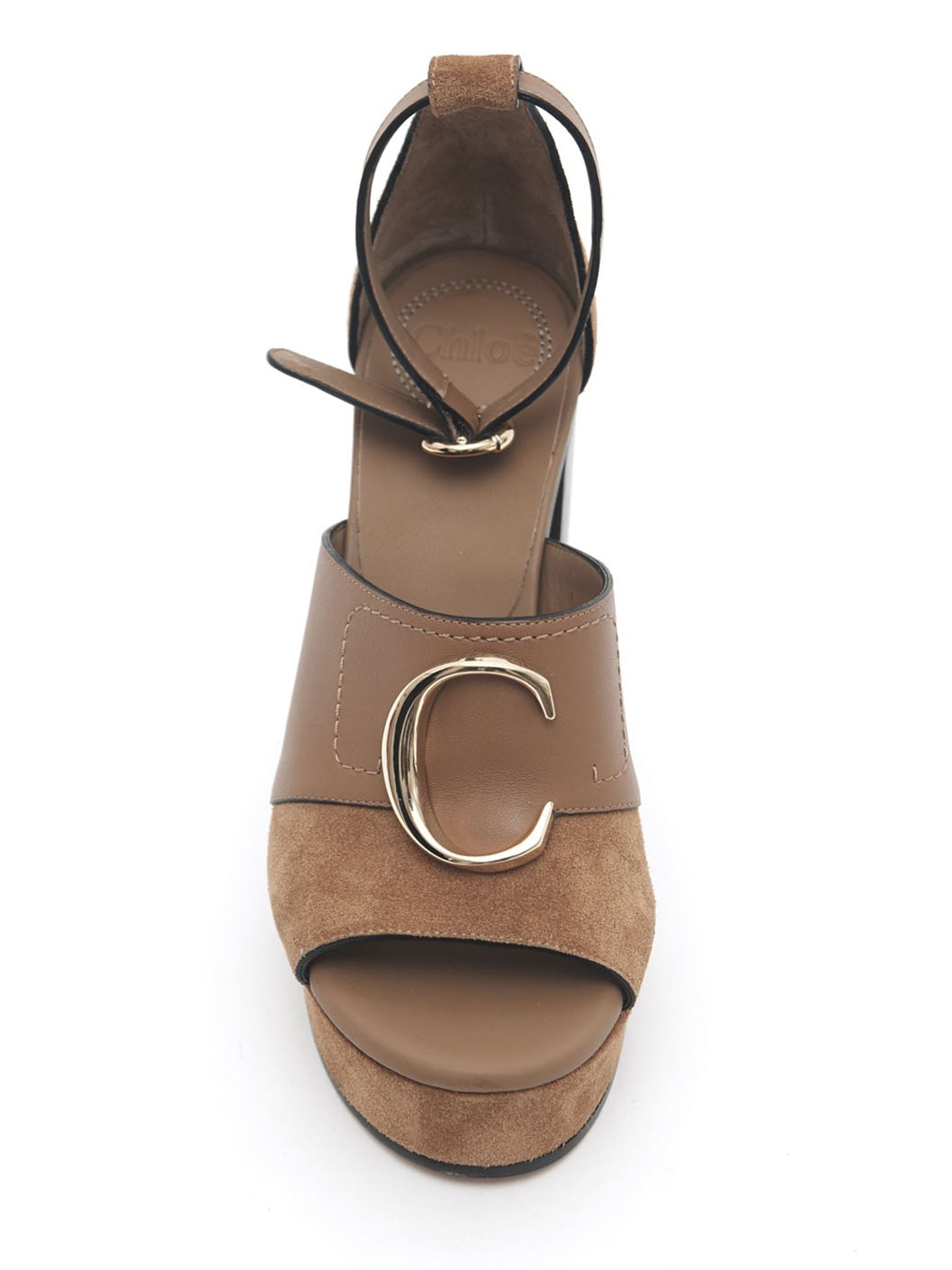 Sandales à talons Chloé «C» en cuir - Ochre Delight