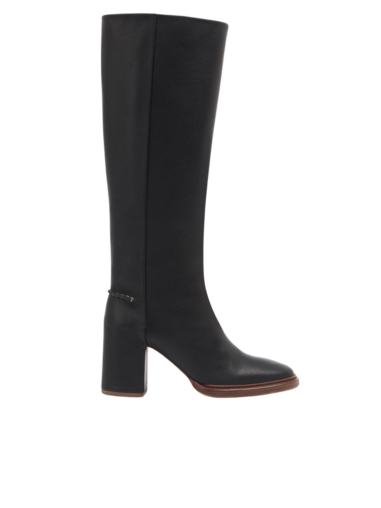 Bottes à talons Edith en cuir - Black