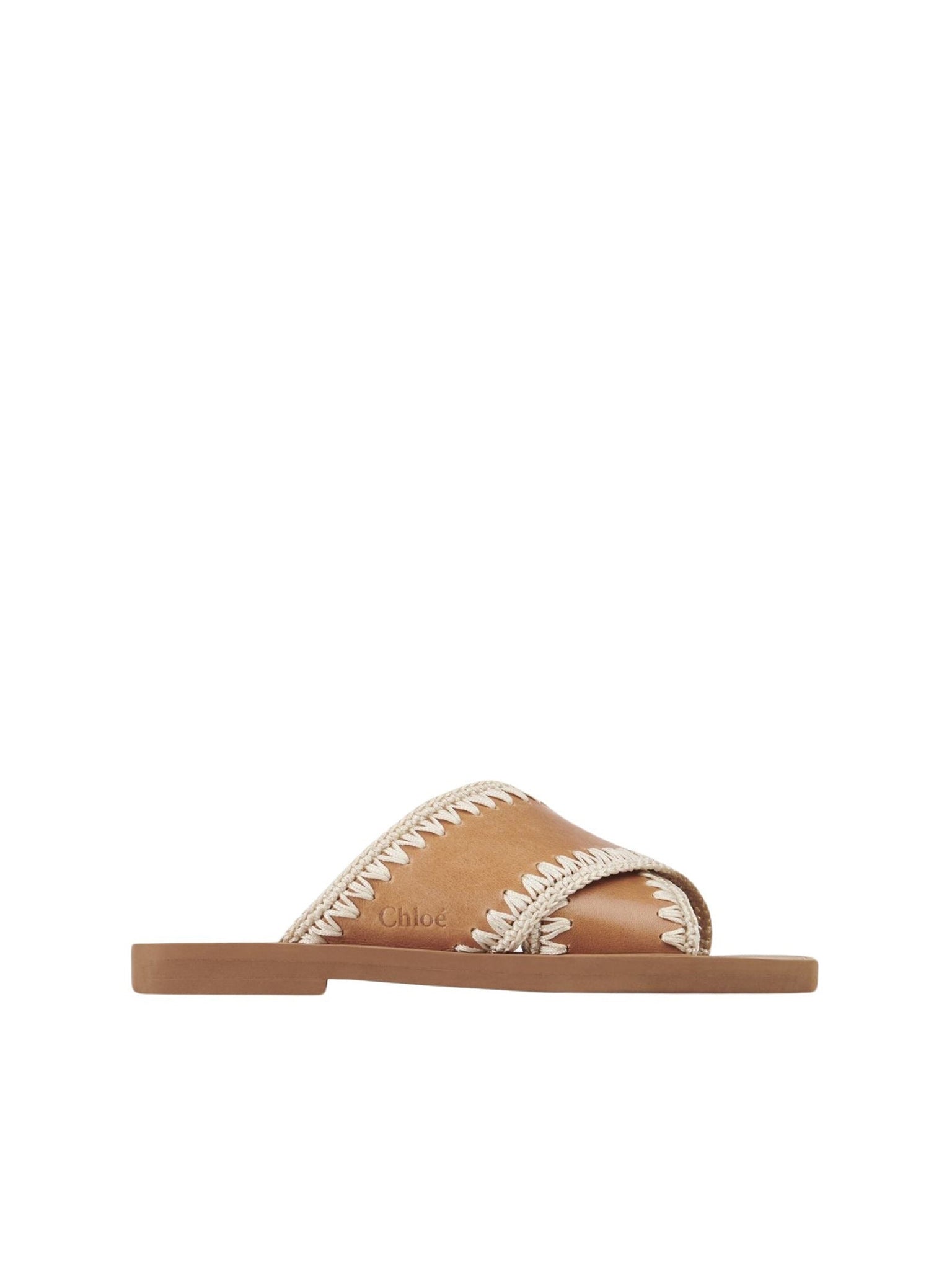 Mules plates Woody croisées en cuir - Luminous Ochre
