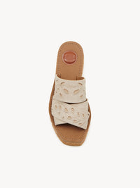 Mules espadrilles compensées Woody en cuir - Deep Ivory