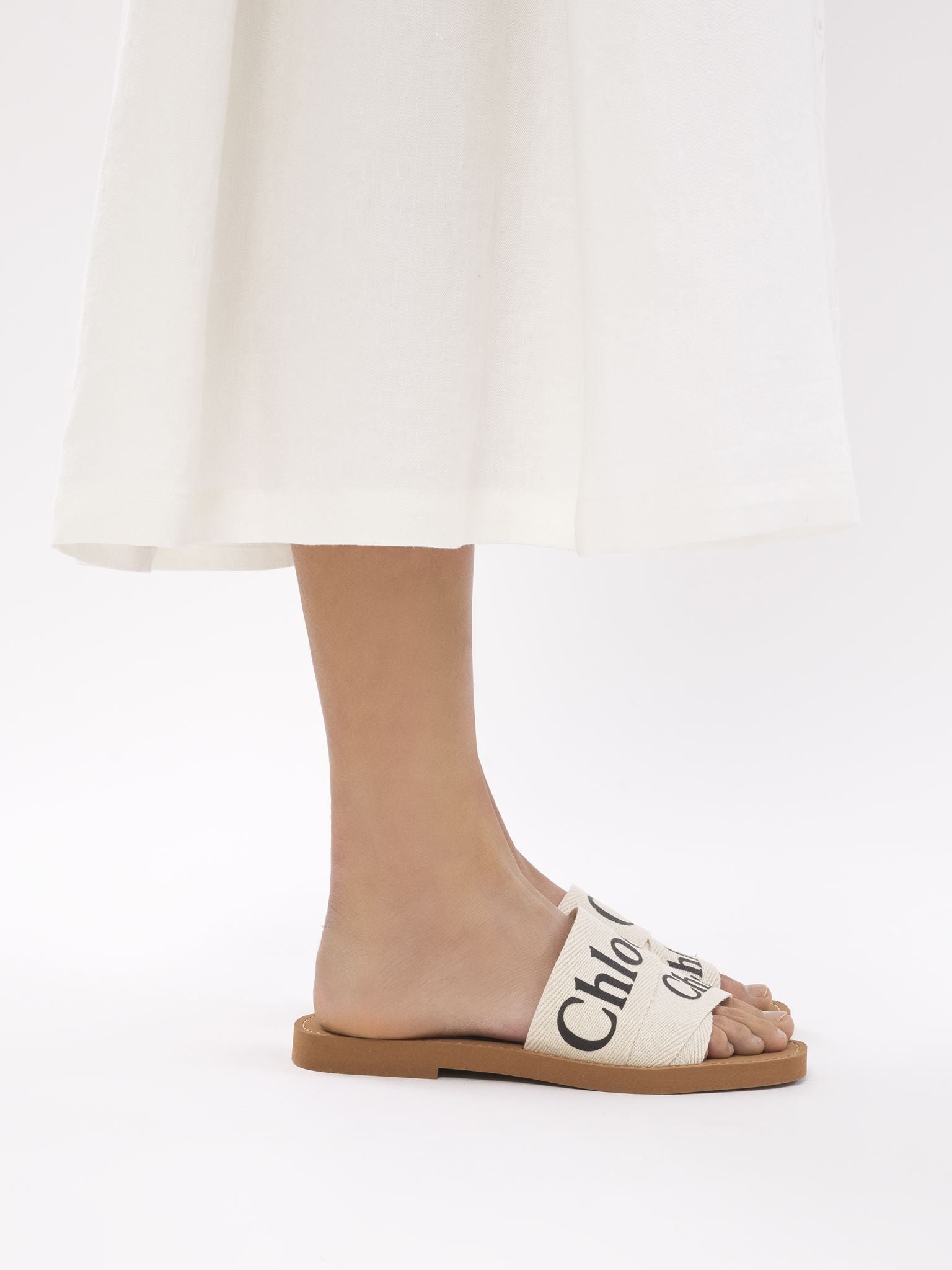 Mules plates Woody en lin - White
