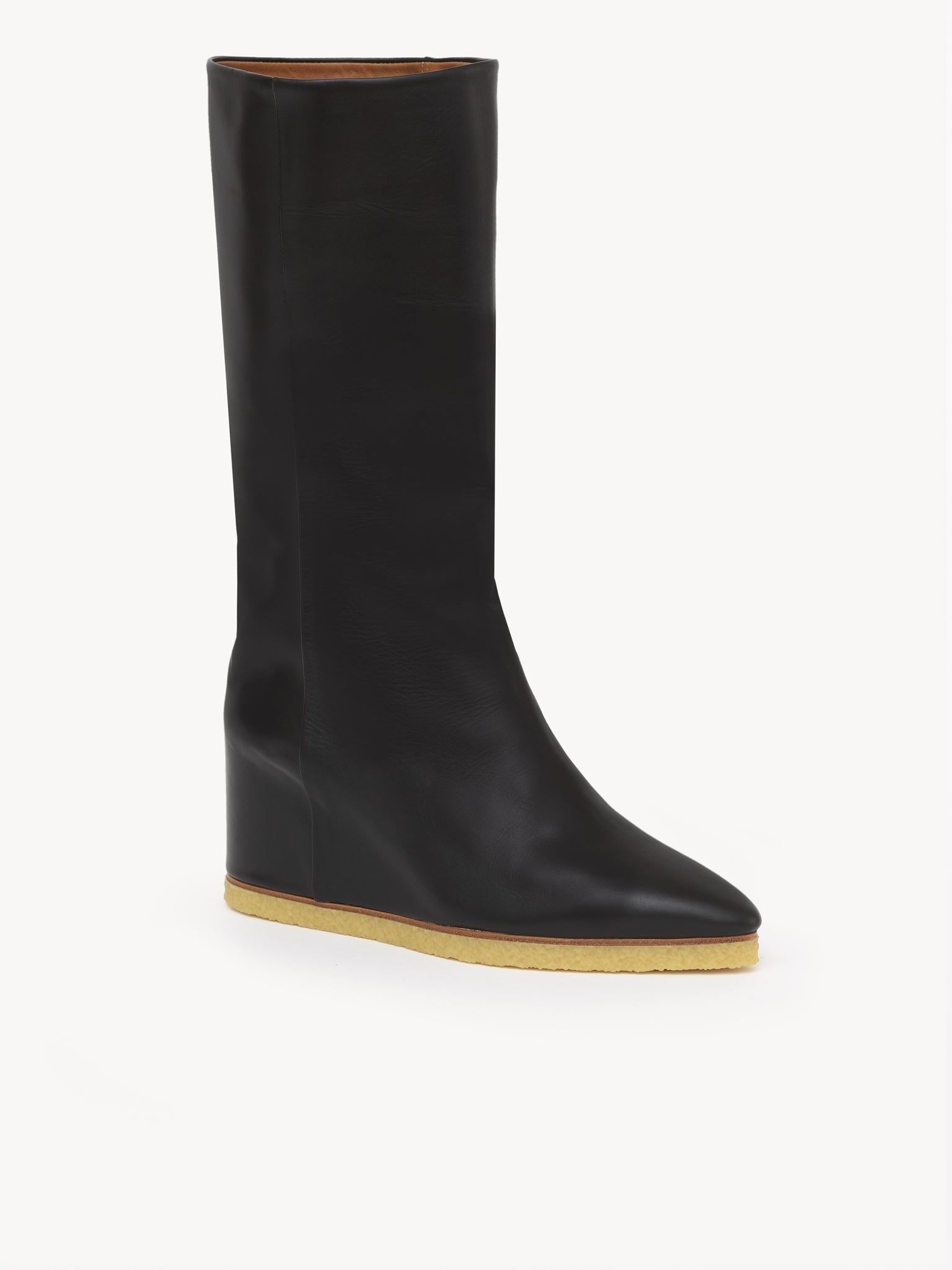 Bottes compensées Moreen en cuir - Noir