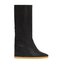 Bottes compensées Moreen en cuir - Noir
