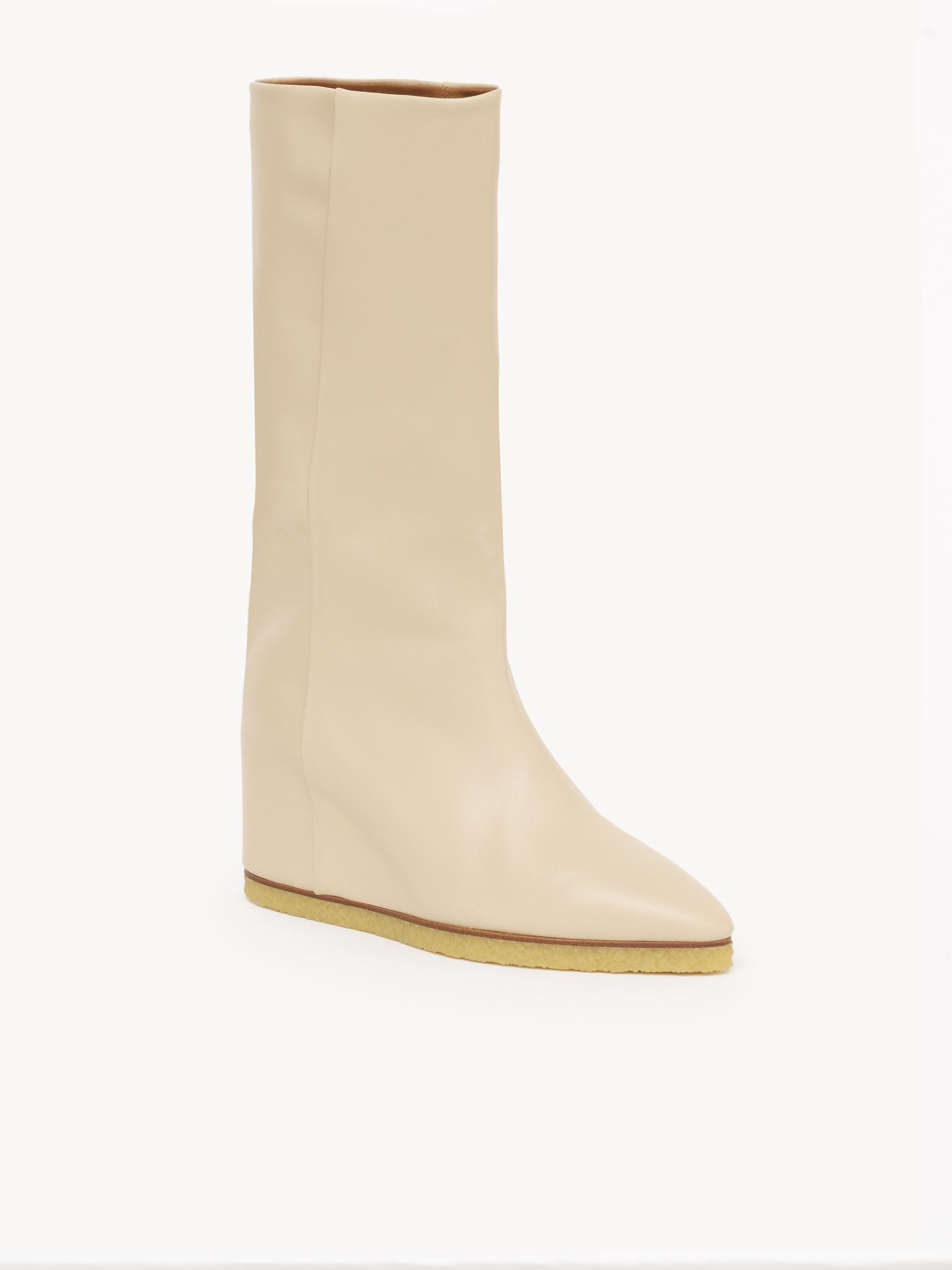 Bottes compensées Moreen en cuir - Pearl Beige