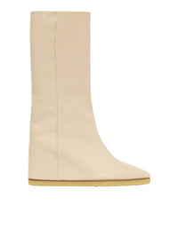 Bottes compensées Moreen en cuir - Pearl Beige