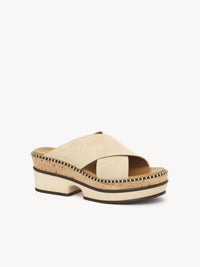 Mules compensées Laia en cuir - Biscotti Beige