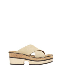 Mules compensées Laia en cuir - Biscotti Beige