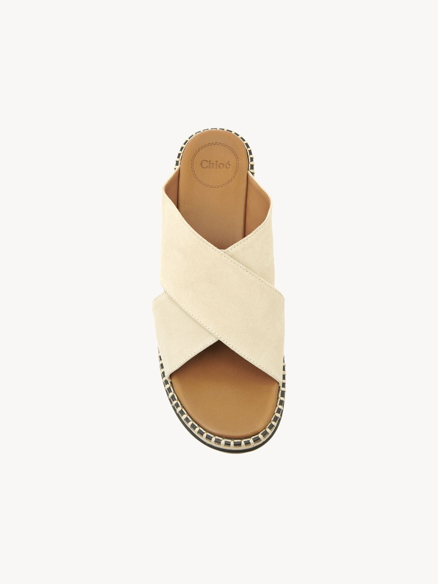 Mules compensées Laia en cuir - Biscotti Beige