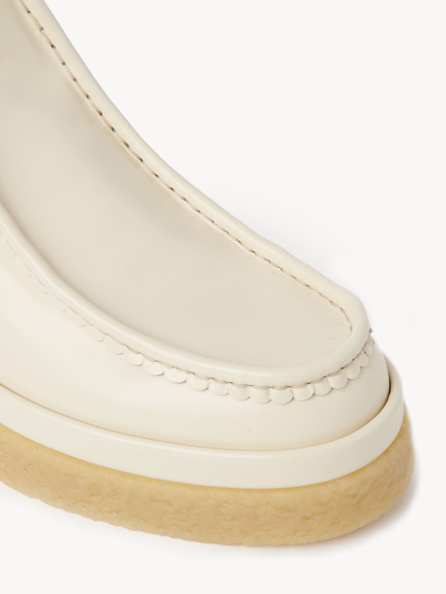 Bottines chaussettes à enfiler en cuir - Eggshell