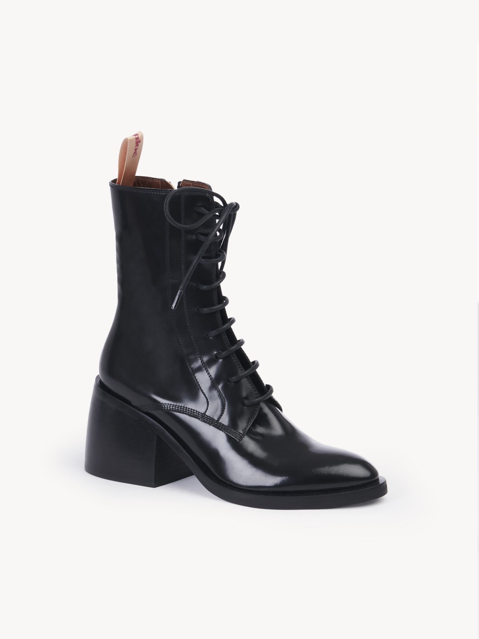 Bottines à lacets montantes July en cuir - Black