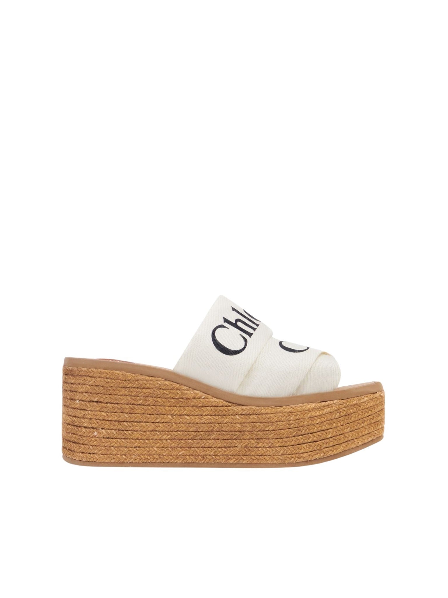 Mules espadrilles compensées Woody en lin - White