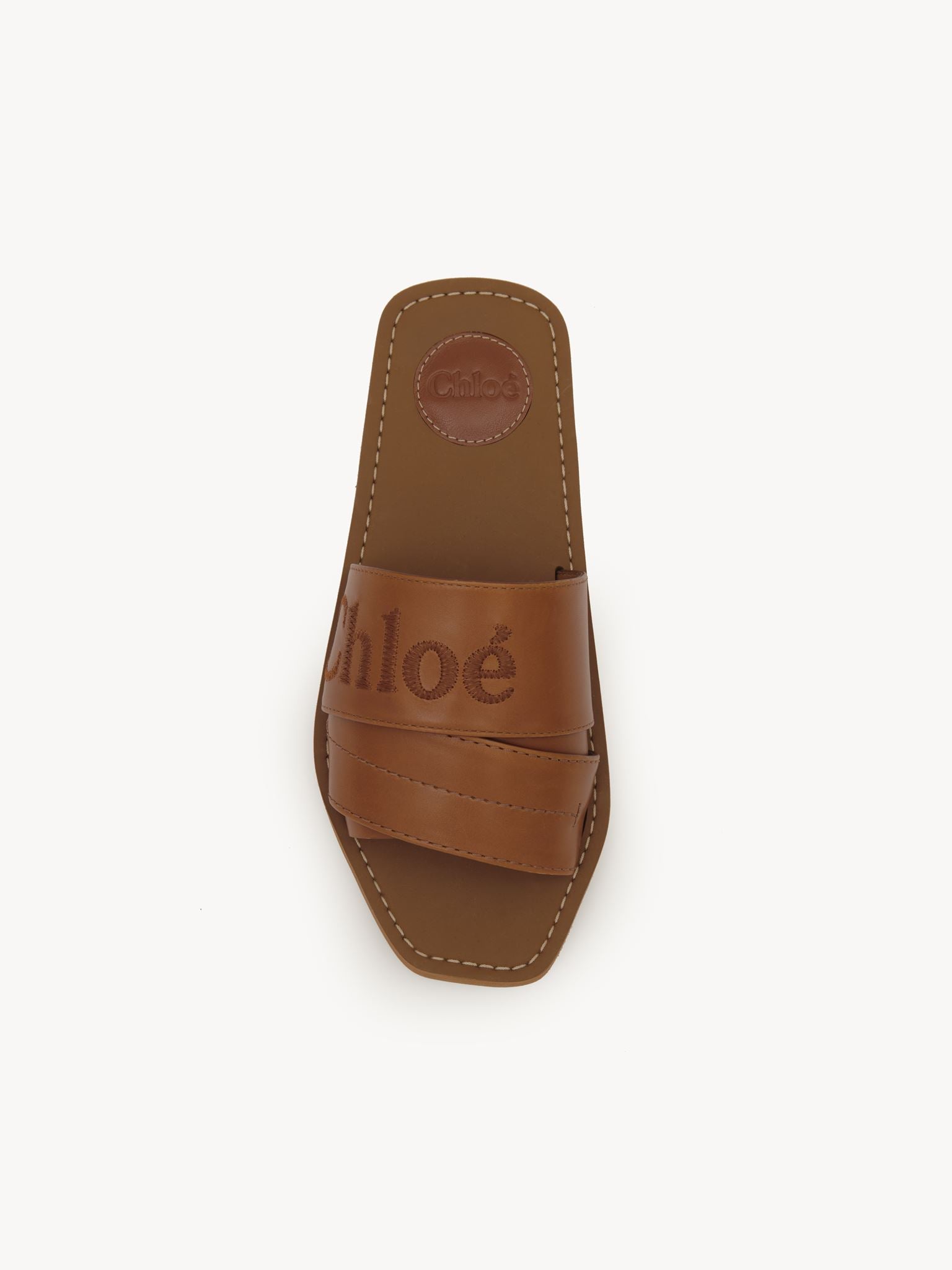 Mules plates Woody en cuir - Caramelo